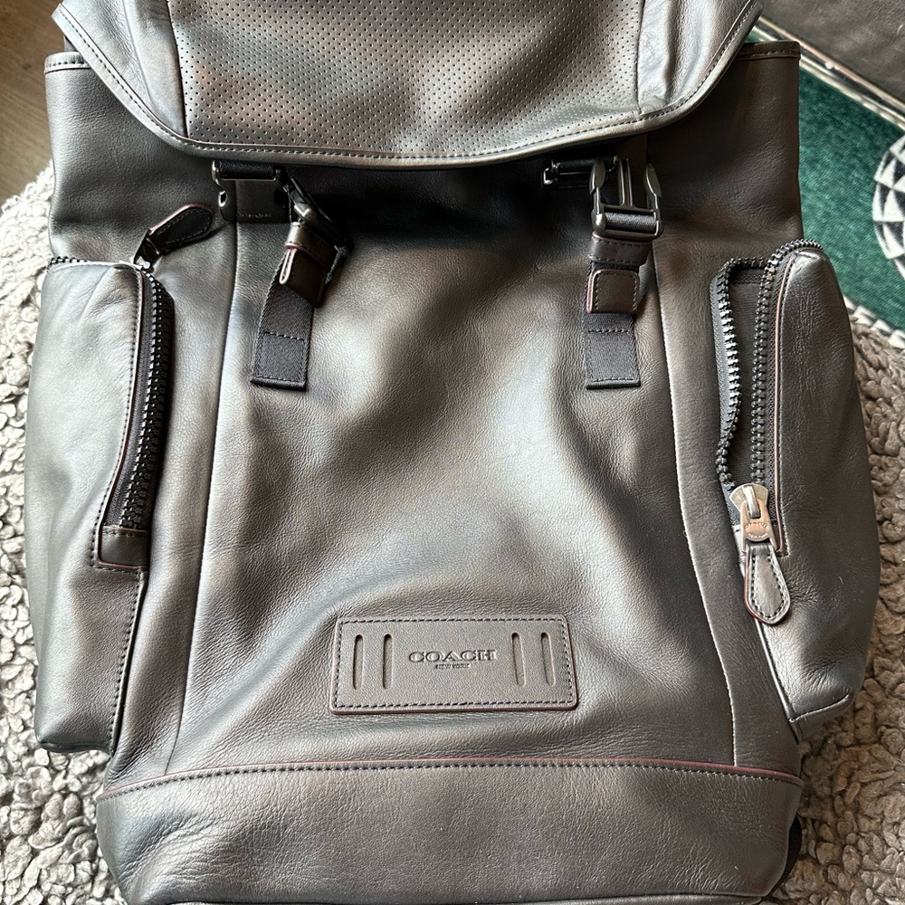 Black Leather Men’s Coach Backpack